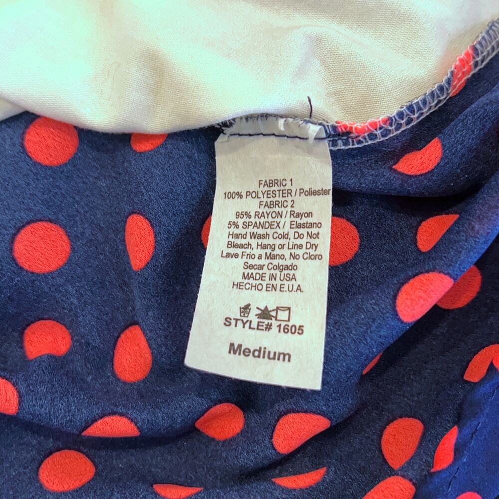 ADRIENNE Blue & Red Polka Dot Back Blouse Top (White | Size M) - Picture 7 of 8